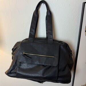 Black Vegan Leather Tote Bag
